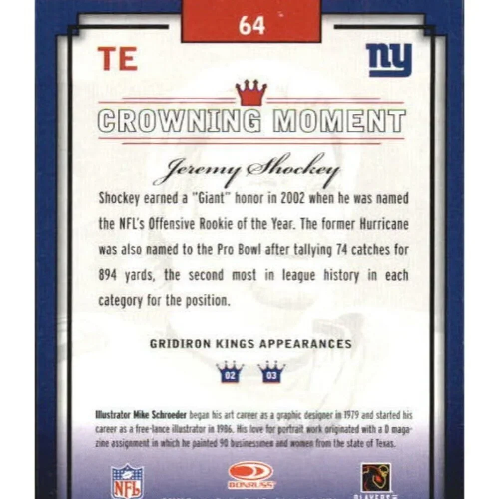 2003 Gridiron Kings Silver New York Giants Football Card #64 Jeremy Shockey /150